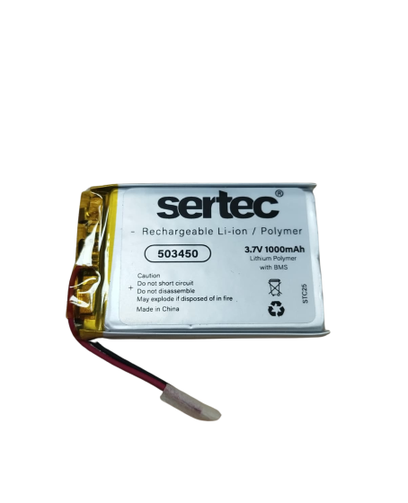 Sertec 503450 3.7V 1000 MAh Li-Polymer Pil (Devreli/1.5A)