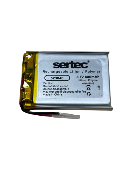 Sertec 523040 3.7V 600 MAh Li-Polymer Pil (Devreli/1.5A) Sertec 523040 3.7V 600 MAh Li-Polymer Pil (Devreli/1.5A)