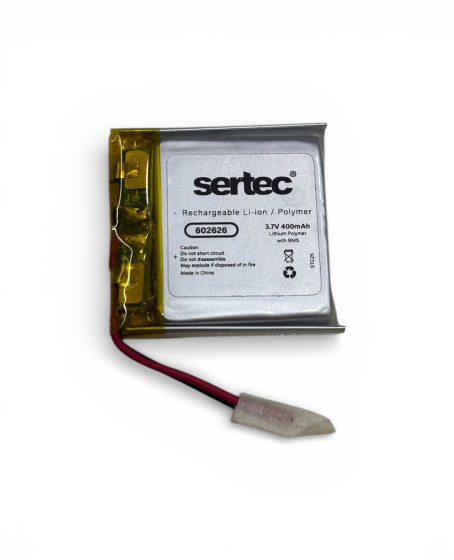 Sertec 602626 3.7V 400mAh Li-Polymer Pil (Devreli/1.5A)