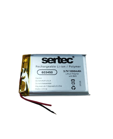 Sertec 603450 3.7V 1200 MAh Li-Polymer Pil (Devreli/1.5A) Sertec 603450 3.7V 1200 MAh Li-Polymer Pil (Devreli/1.5A)