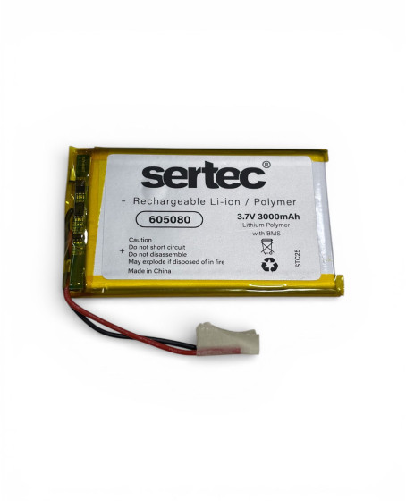Sertec 605080 3.7V 3000 mAh Li-Polymer Pil (Devreli/1.5A)
