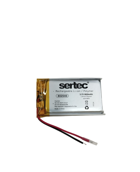 Sertec 802540 3.7V 800mAh Li-Polymer Pil (Devreli/1.5A)