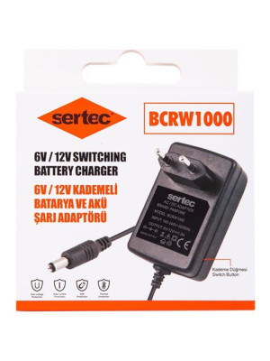 Sertec BCRW1000 6V/12V 1A Kademeli Batarya ve Akü Şarj Adaptörü Sertec BCRW1000 6V/12V 1A Kademeli Batarya ve Akü Şarj Adaptörü