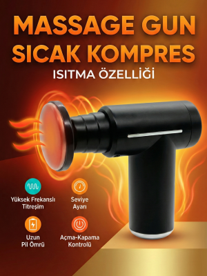 Sıcak Ve Soğuk Terapili Masaj Tabancası - Şarjlı Isıtmalı Masaj Cihazı - Sporcu Masaj Aleti
