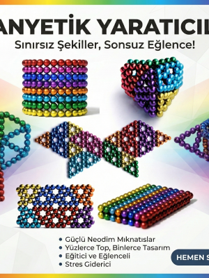 Sihirli Manyetik Toplar Dyum Mıknatıs Küp Bilye 216 Adet Cube Küp Dymium