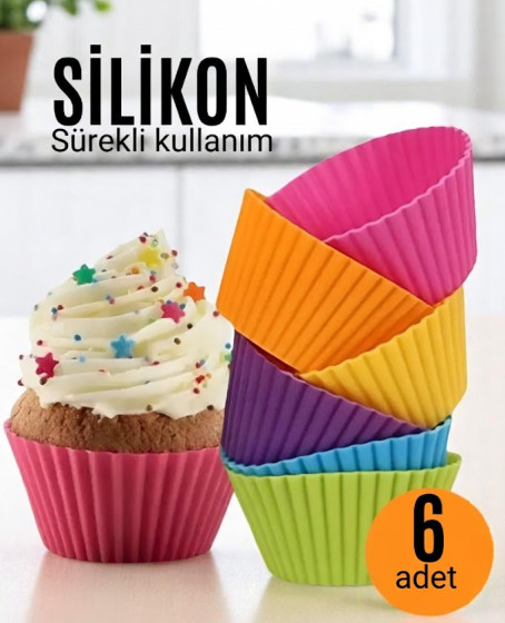 Silikon Muffin Kalıbı - Sürekli Kullanım Muffin Kek Kalıbı 6 ADET Silikon Muffin Kalıbı - Sürekli Kullanım Muffin Kek Kalıbı 6 ADET