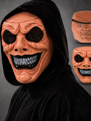 Siyah Ağız ve Beyaz Diş Detaylı File Gözlü Maske