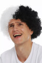 Siyah Beyaz Kıvırcık Afro Bonus Peruk Taraftar Bonus Saç