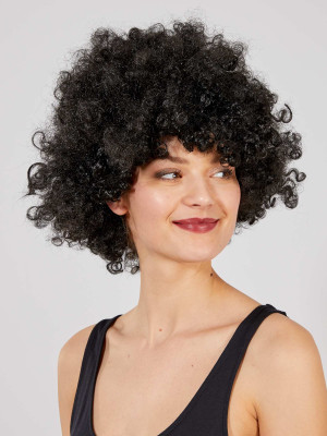 Siyah Renk Kıvırcık Afro Bonus Peruk