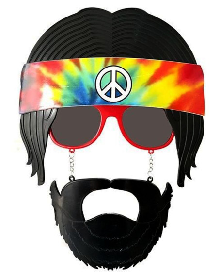 Siyah Saçlı Bandana Tasarımlı Hippi Parti Gözlüğü 26x18 cm