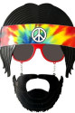 Siyah Saçlı Bandana Tasarımlı Hippi Parti Gözlüğü 26x18 cm