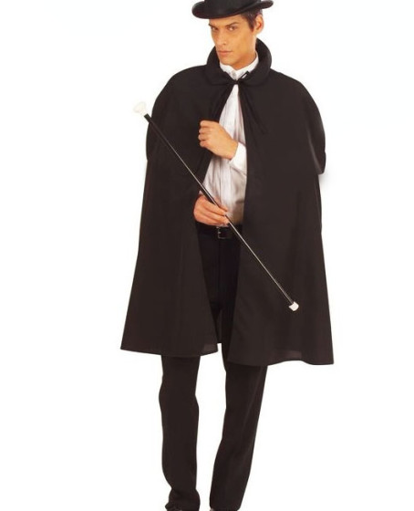 Siyah Sihirbaz Pelerini 120 cm ve Sihirbaz Şapkası 12 cm Yetişkin Boy