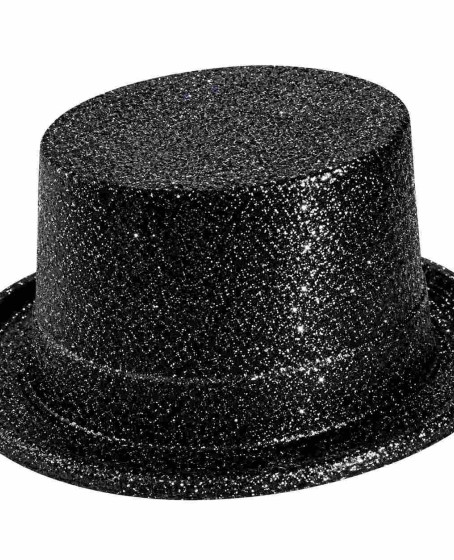 Siyah Simli Glitter Silindir Parti Şapkası Siyah Simli Glitter Silindir Parti Şapkası
