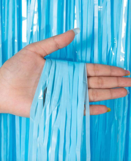 Soft Mavi Püsküllü Kapı Perdesi - Parti, Baby Shower, Sünnet Süsü, Cinsiyet Partisi 1x2 m