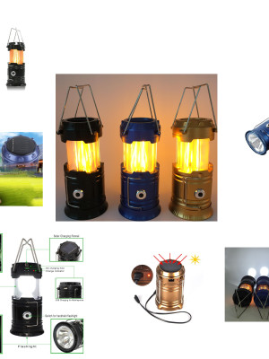 Solar Şarj Edilebilir Çok Fonksiyonlu Kamp Lambası Işıldak Powerbank