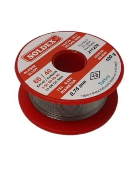 Soldex 60/40 Lehim Teli 100 gr 0,75 mm (Sn:60 / Pb:40) Soldex 60/40 Lehim Teli 100 gr 0,75 mm (Sn:60 / Pb:40)