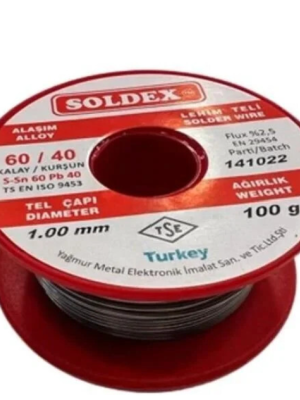Soldex 60/40 Lehim Teli 100 gr 1,00 mm (Sn:60 / Pb:40) Soldex 60/40 Lehim Teli 100 gr 1,00 mm (Sn:60 / Pb:40)