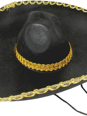 Sombrero Meksika Şapkası Mariachi Altın Şeritli Yetişkin Boy Sombrero Meksika Şapkası Mariachi Altın Şeritli Yetişkin Boy