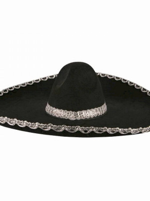 Sombrero Meksika Şapkası Mariachi Gümüş Şeritli Yetişkin Boy Sombrero Meksika Şapkası Mariachi Gümüş Şeritli Yetişkin Boy