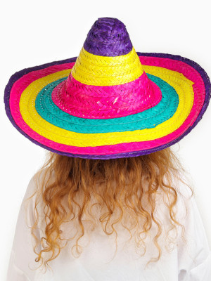 Sombrero Meksika Şapkası Renkli Örme Hasır Çocuk Boy Sombrero Meksika Şapkası Renkli Örme Hasır Çocuk Boy