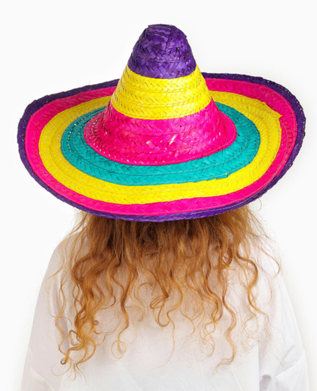 Sombrero Meksika Şapkası Renkli Örme Hasır Çocuk Boy