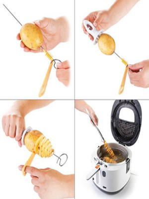 Spiral Patates Dilimleyici Aparat Çubukta Patates Cips Yapma