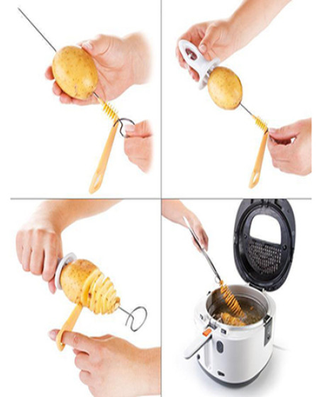 Spiral Patates Dilimleyici Aparat Çubukta Patates Cips Yapma Spiral Patates Dilimleyici Aparat Çubukta Patates Cips Yapma