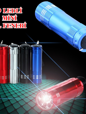 Süper Parlak 9 Ledli Metal Mini El Feneri