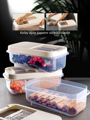Sürgülü Kapaklı 5 LT Erzak Bakliyat Un Şeker Saklama Kabı
