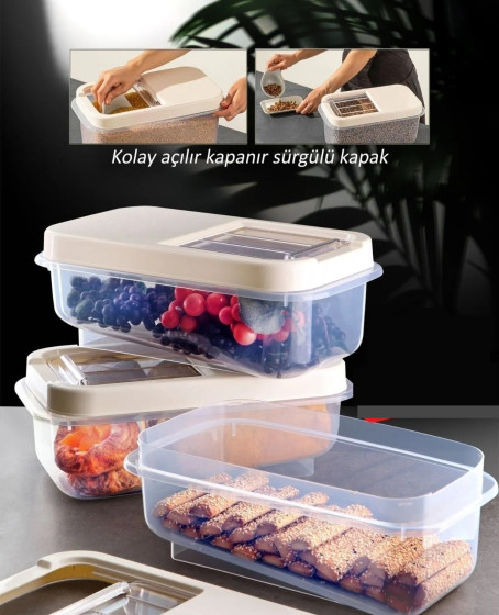 Sürgülü Kapaklı 5 LT Erzak Bakliyat Un Şeker Saklama Kabı Sürgülü Kapaklı 5 LT Erzak Bakliyat Un Şeker Saklama Kabı