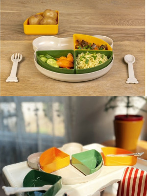Tabldot Mama Tabağı Çıkarılabilir Kaseli -Tepsili 4 Bölmeli Çatal Kaşıklı Ayıcık Beslenme Kabı Tabldot Mama Tabağı Çıkarılabilir Kaseli -Tepsili 4 Bölmeli Çatal Kaşıklı Ayıcık Beslenme Kabı