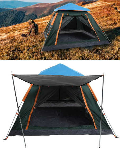 Tam Otomatik Su Ve Rüzgar Geçirmez Gölgelikli Tenteli 6 Kişilik Kamp Çadırı 240*240*155cm