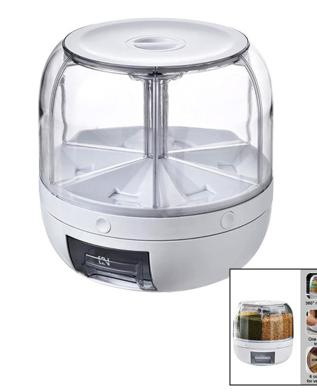 TEBA TGO-1000 ( 360° ) DÖNEBİLEN GIDA & BAKLİYAT ORGANİZERİ ( 6 BÖLMELİ & 6KG. ) OTOMATİK DÜĞME MUSLUK*1