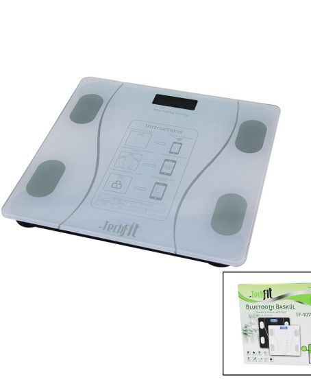 BLUETOOTH VÜCUT ANALİZLİ DİJİTAL BASKÜL TERAZİ 180KG/50G YAĞ -SU -KAS ORAN -BMI -ODA ℃ TF-1075 BLUETOOTH VÜCUT ANALİZLİ DİJİTAL BASKÜL TERAZİ 180KG/50G YAĞ -SU -KAS ORAN -BMI -ODA ℃ TF-1075
