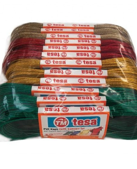 Temsan 12' li PVC Kaplama 10 Metre Çelik Çamaşır İpi