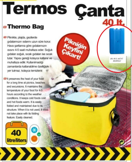 Termos Çanta - Piknik Çantası Buz Aküsü Hediyeli 40LT
