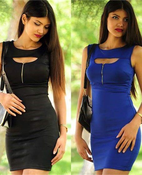 Fermuar Detaylı Mini Elbise Fermuar Detaylı Mini Elbise