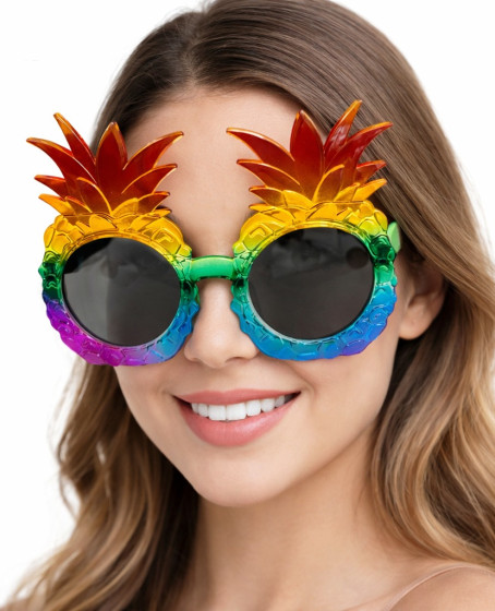 Tropikal Ananas Tasarımlı Renkli Hawaii Parti Gözlüğü