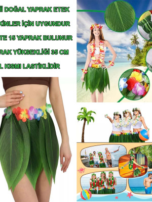 Tropikal Esintili Hawaii Yapraklı Parti Eteği Yetişkin Boy