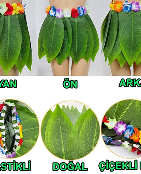Tropikal Esintili Hawaii Yapraklı Parti Eteği Yetişkin Boy