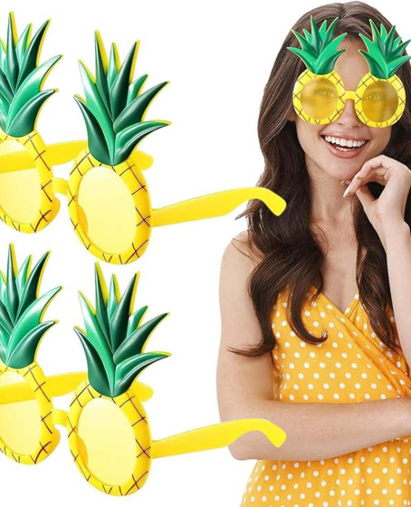 Tropikal Hawaii Ananas Şekilli Parti Gözlüğü 9.5 x 14 cm Tropikal Hawaii Ananas Şekilli Parti Gözlüğü 9.5 x 14 cm