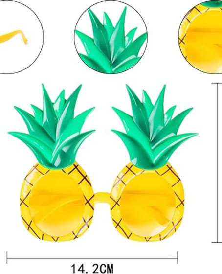 Tropikal Hawaii Ananas Şekilli Parti Gözlüğü 9.5 x 14 cm Tropikal Hawaii Ananas Şekilli Parti Gözlüğü 9.5 x 14 cm