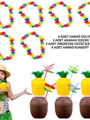 Tropikal Hawaii Parti Malzemeleri – Kolye, Pipet, Bardak Seti Tropikal Hawaii Parti Malzemeleri – Kolye, Pipet, Bardak Seti
