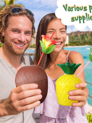 Tropikal Parti Bardak Seti – Ananas ve Hindistan Cevizi Şekilli Pipetli Bardaklar (20 Adet) Tropikal Parti Bardak Seti – Ananas ve Hindistan Cevizi Şekilli Pipetli Bardaklar (20 Adet)