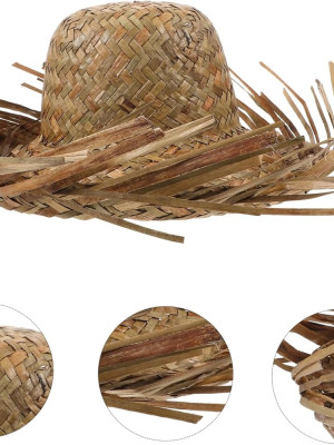 Tropikal Parti Naturel Hasır Hawaii Şapkası 13x36 cm