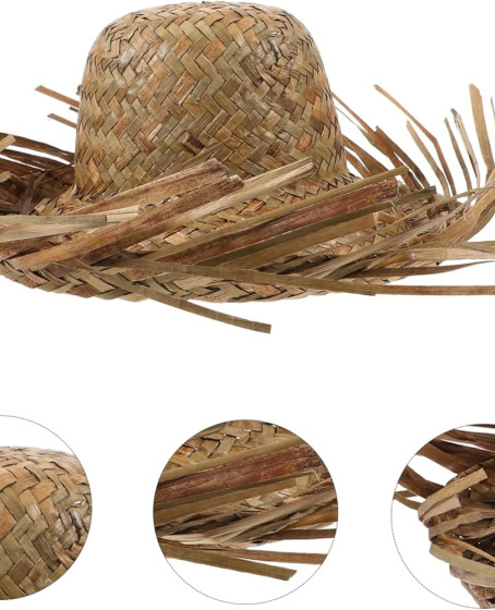 Tropikal Parti Naturel Hasır Hawaii Şapkası 13x36 cm