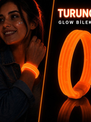 Turuncu Kalın Glow Bileklik – Kırılarak Yanan Parti ve Festival Bilekliği Turuncu Kalın Glow Bileklik – Kırılarak Yanan Parti ve Festival Bilekliği