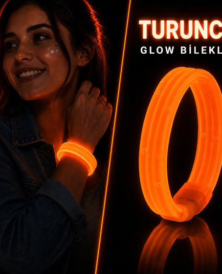 Turuncu Kalın Glow Bileklik – Kırılarak Yanan Parti ve Festival Bilekliği