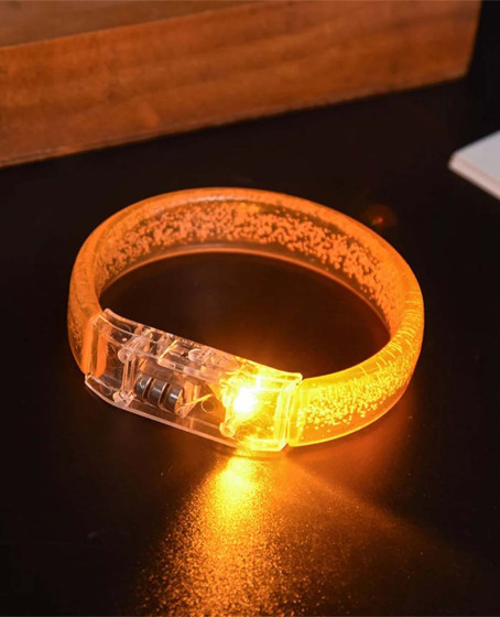 Turuncu Led Işıklı Baskı Yapılabilen Pilli Bileklik Bilezik 1,5 cm Genişlik