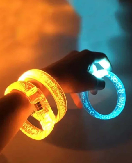 Turuncu Led Işıklı Baskı Yapılabilen Pilli Bileklik Bilezik 1,5 cm Genişlik